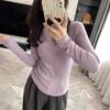 Women's Mock Neck Long Sleeve Thermal Top Slight Stretch Rayon Heat Retention Slim Fit Solid Color Warm Winter Base Layer Shirt