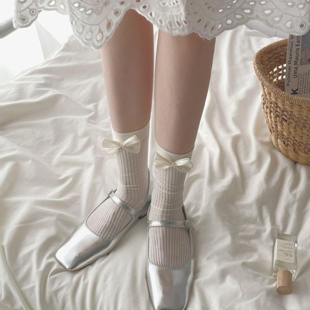 

Japanese Calf Socks Balletcore Socks for Women Fashion Bow Socks Women