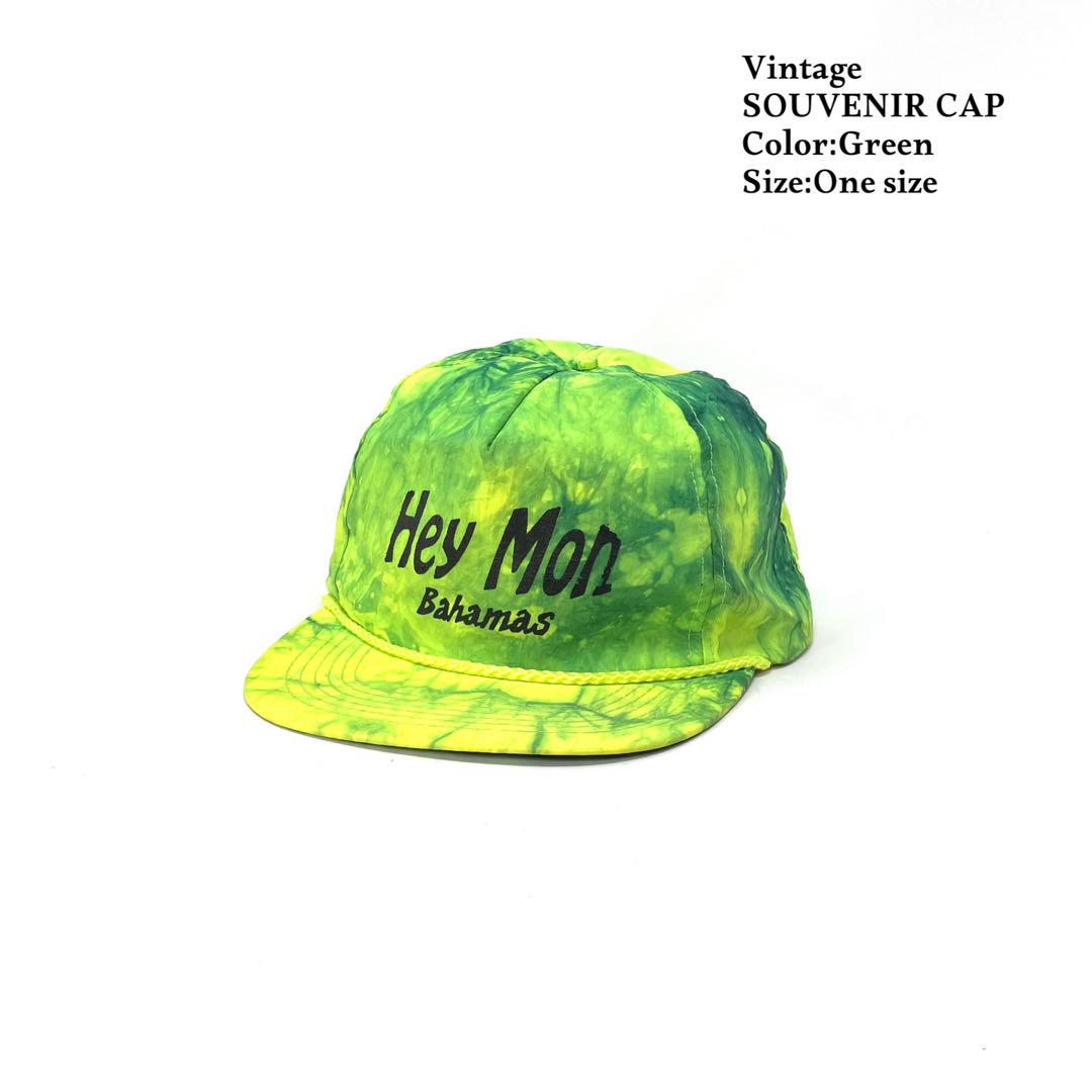 

[USED] 90s Vintage Nylon Cap, All-Over Print, Tie-Dye, Resort Style, Green