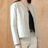 Maxza Round Collar Fake Leather Jacket Zb03jp002