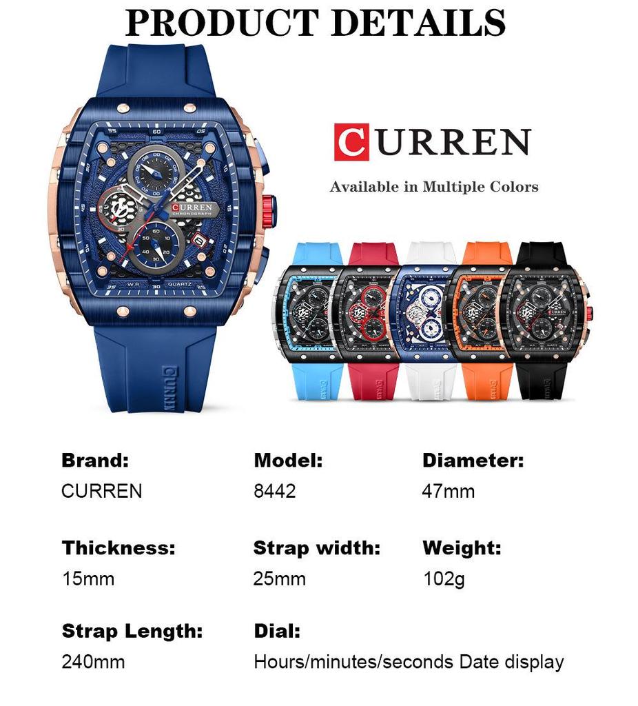 CURREN Men's Multifunction Chronograph Sports Watch 8442