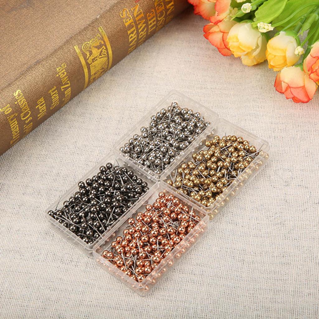 800 Stück Mehrfarbige Runde Perlenkopfstecknadeln Schneidern Nähen Fixierwerkzeug