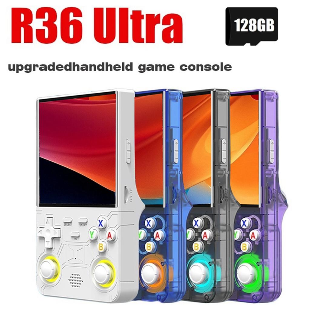 2025+R36 Ultra Retro Handheld Video Game Console 128GB 20000+ Games 4.0 Inch Screen 3D Joystick Linux Portable Game Player A