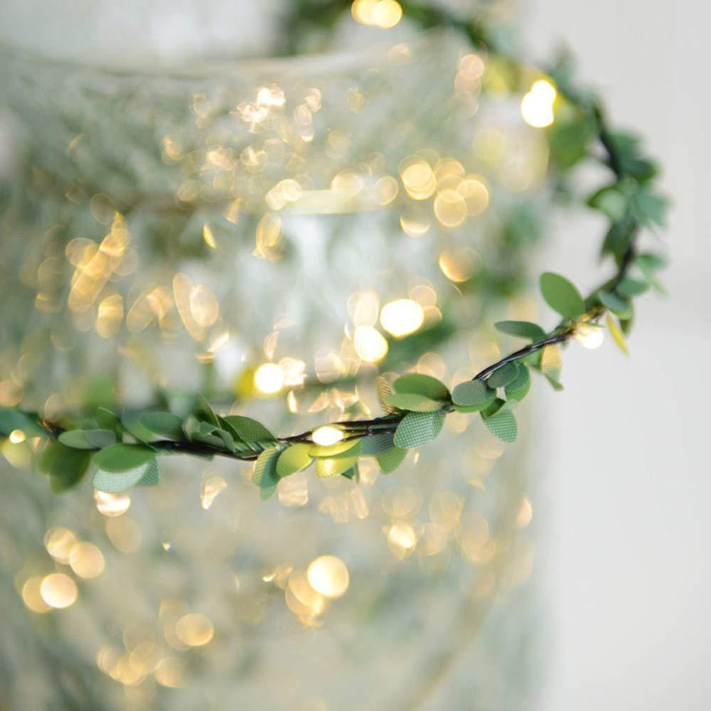 Green Leaves Light LED Copper Wire Lighting Chains AA Battery 2m 5m 10m for Wedding forest table christmas house party decorate