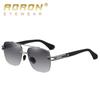 aoron Borderless Men's Polarized Sunglasses Large Frame Two-color Metal Square Sunglasses