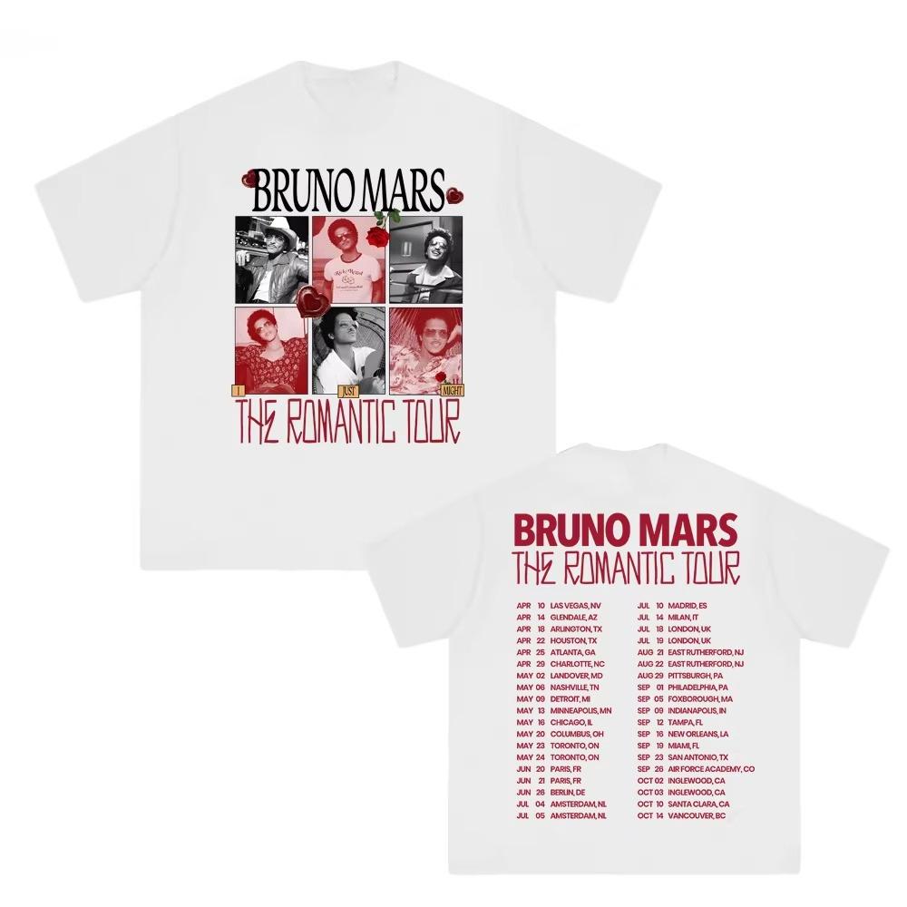 

Bruno Mars The Romantic Tour 2026 summer Pop Music Tour Graphic Print Tshirt Fashion Hip Hop Gothic Streetwear pure cotton Tops M