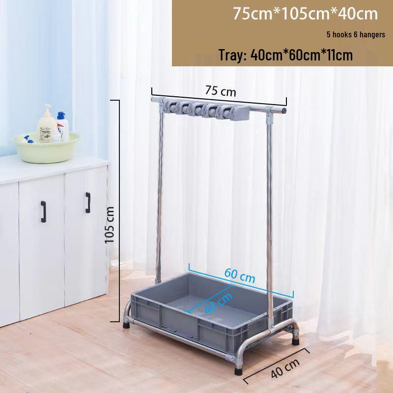 Movable Floor-Standing Stainless Steel Broom and Mop Holder