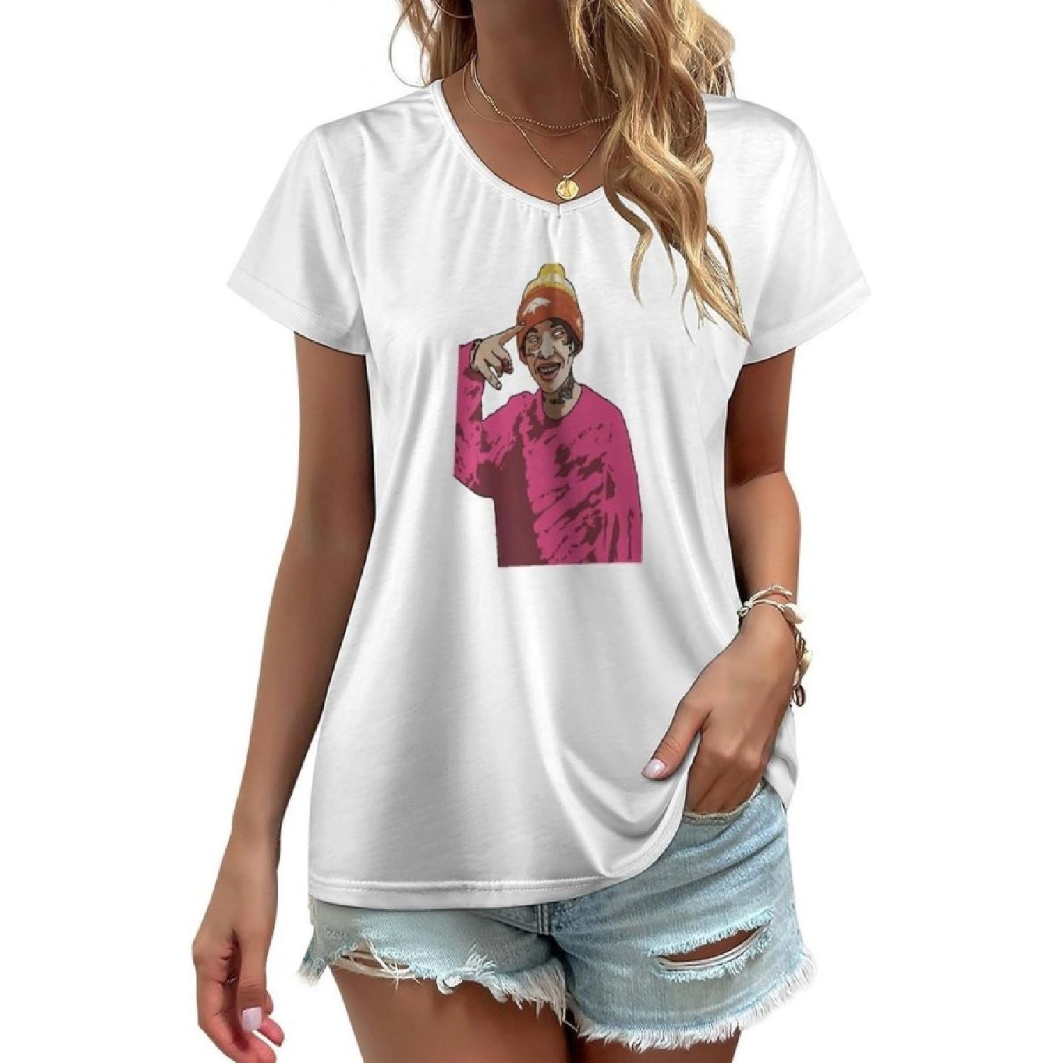

Wefxdcd Lil Xan Womens T-Shirt Short Sleeve V Neck Tee Loose Casual Pullover Short Sleeved Tops XXXXXL білий