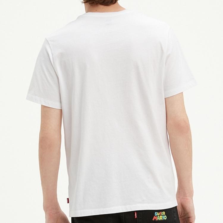 Levis X Super Mario Cartoon Print Crew Neck Short Sleeve T-Shirt Men T-Shirts White 22491-0711
