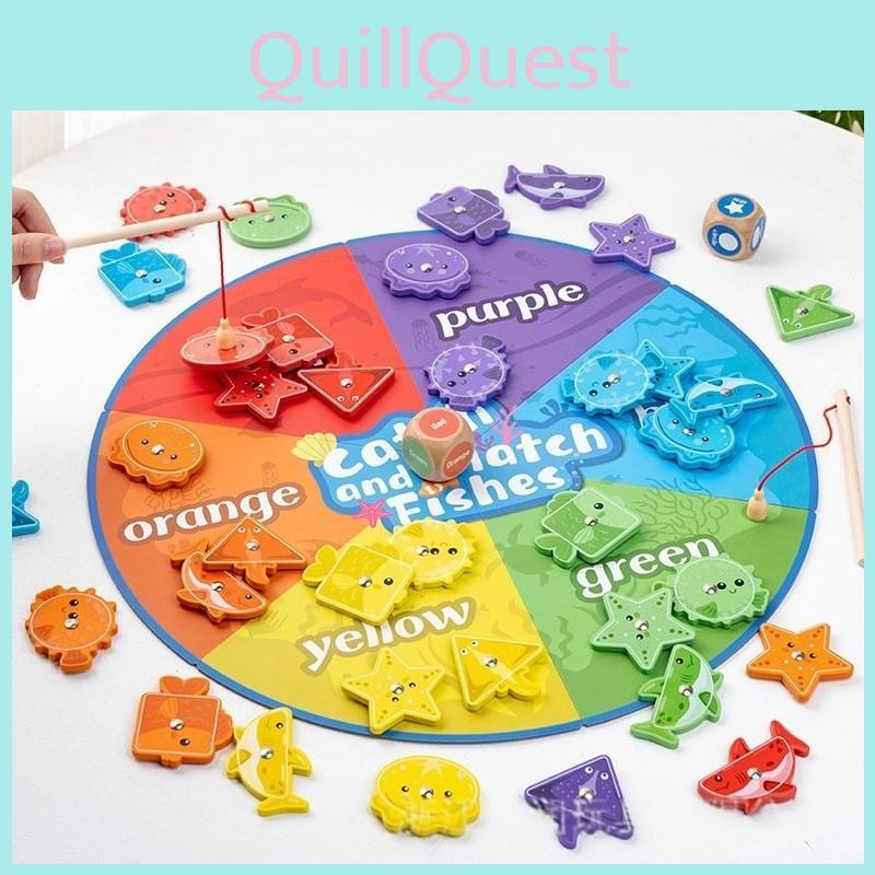 Fishing Wooden Magnetic Puzzle Toy With Color Matching For Kids Play Educational