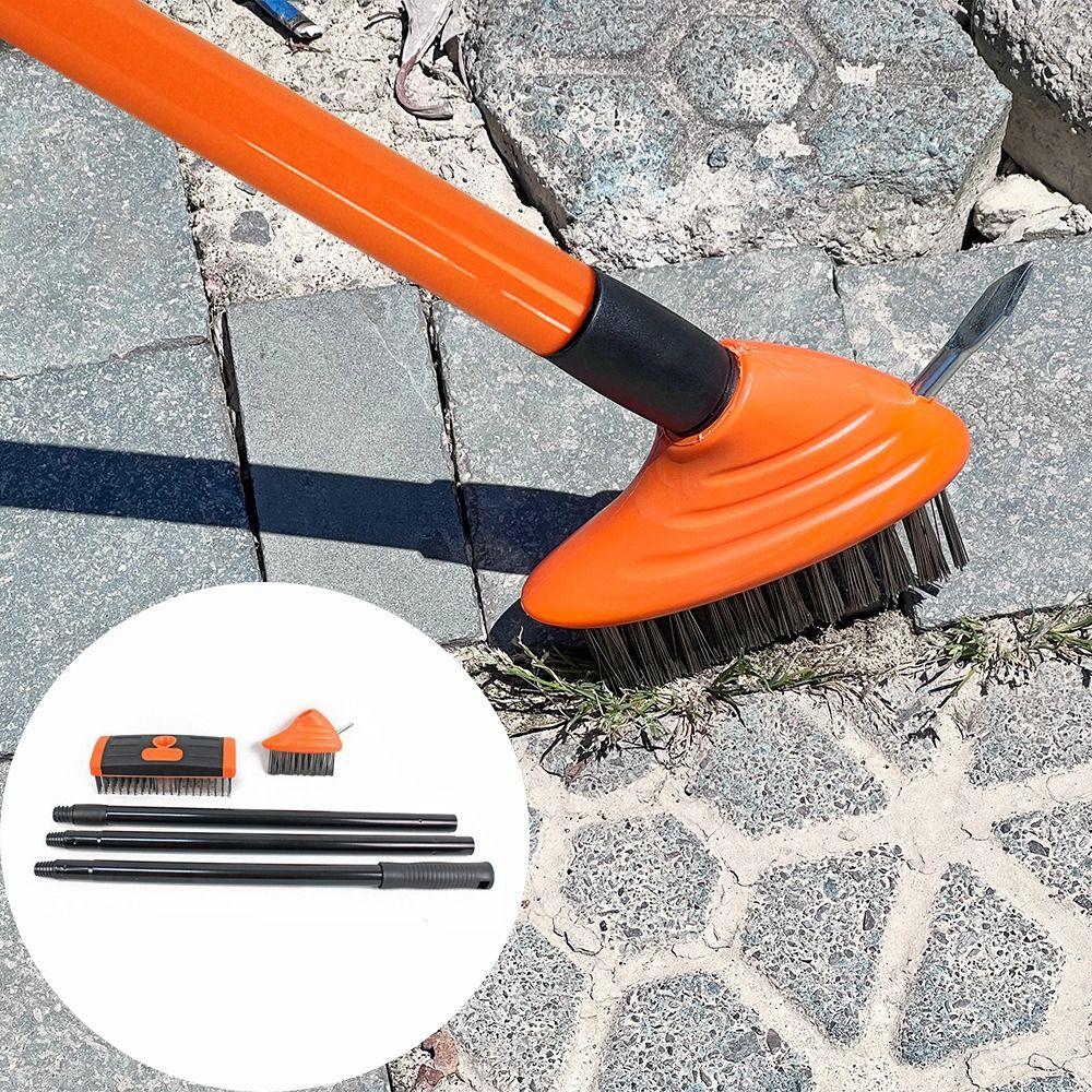 Adjustable Handle Weed Remover Tool 2 Brush Head Wire Brush Weeding Brush Garden Use