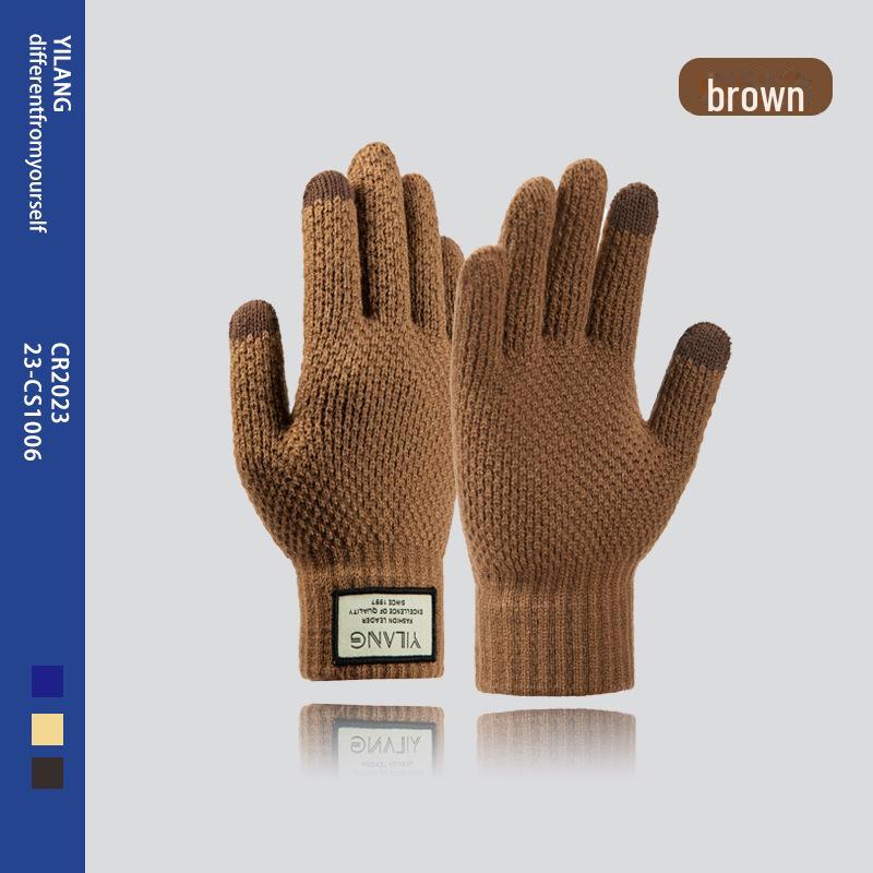 2023 Men's Touchscreen Warm Cycling Gloves - Autumn/Winter, Thick Knit, Plus Velvet