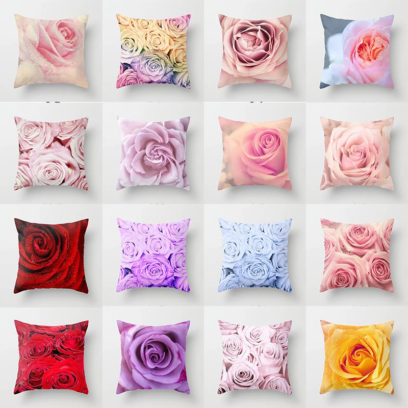 New American Rose Pillowcase Home Sofa Pillow Cushion Cover Soft