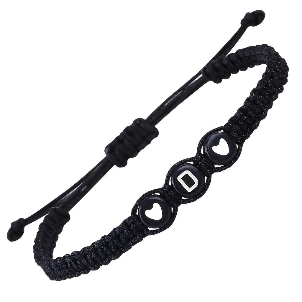 Handgemaakte Zwart-Witte Hartjes Armband met 26 Engelse Letters – Modieus, Veelzijdig Koppel Accessoire