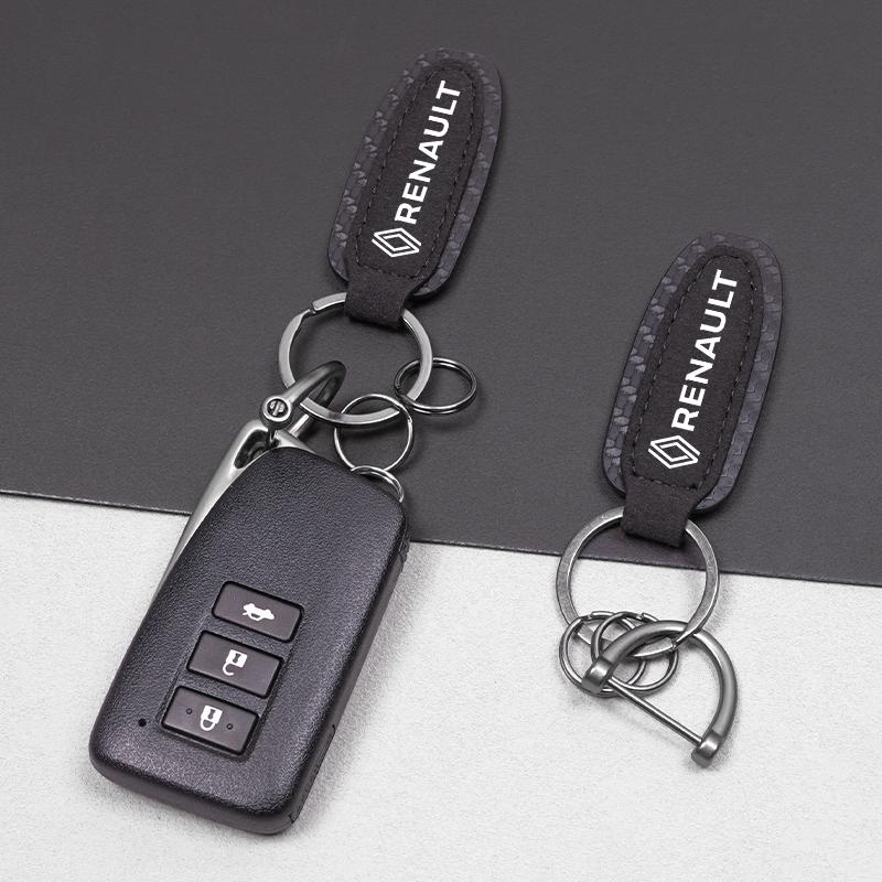 For Renault 2026 New Hub Caps 1Pcs Suede Leather Keychain Car Key Ring Accessories For Renault Clio Koleos Megane Espace QM6 Kad