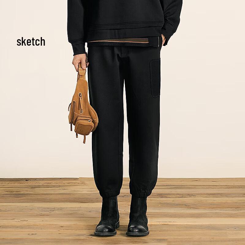 

CROQUIS Men s 2025 Spring Loose Fit Tapered Knit Pants L