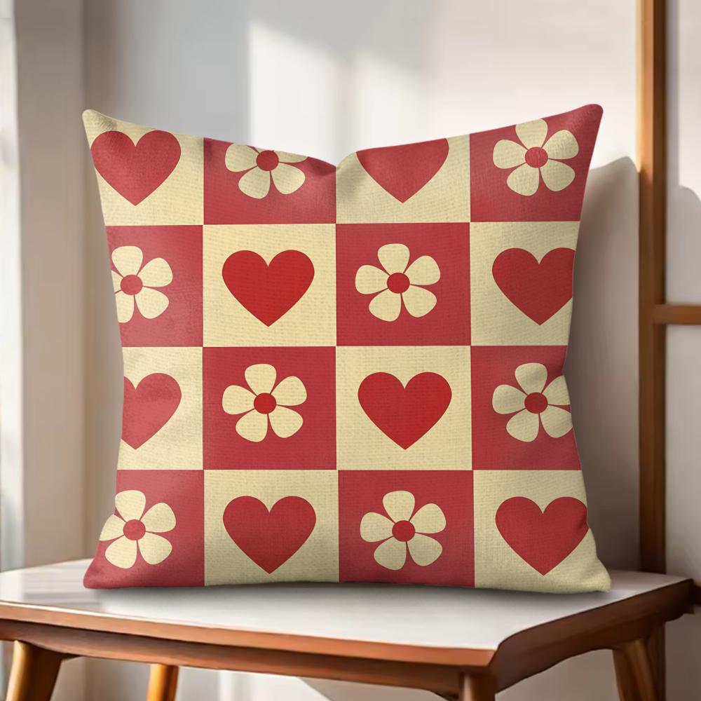 Gift for Lover Cushion Cover Natural Linen Organic Fabric DoubleSided Printing Couch Pillow Covers Home Decor