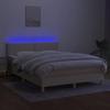 Exclusive House - Bed Slatted Base with LED Mattress Cream 140x200 Cm Fabric