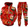 Vánoční Santa Claus 3D tisk Muž Žena Mikina + Kalhoty 2ks Sady Nový Rok Svátek Párty Neformální Oversized Pulovr Tepláková souprava