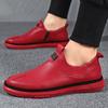 Fashion Man PU Leather Casual Shoes Man Sneakers Comfortable Slip On Flats  Fashion Korean Shallow Loafers Zipper Flat Sneakers 2024