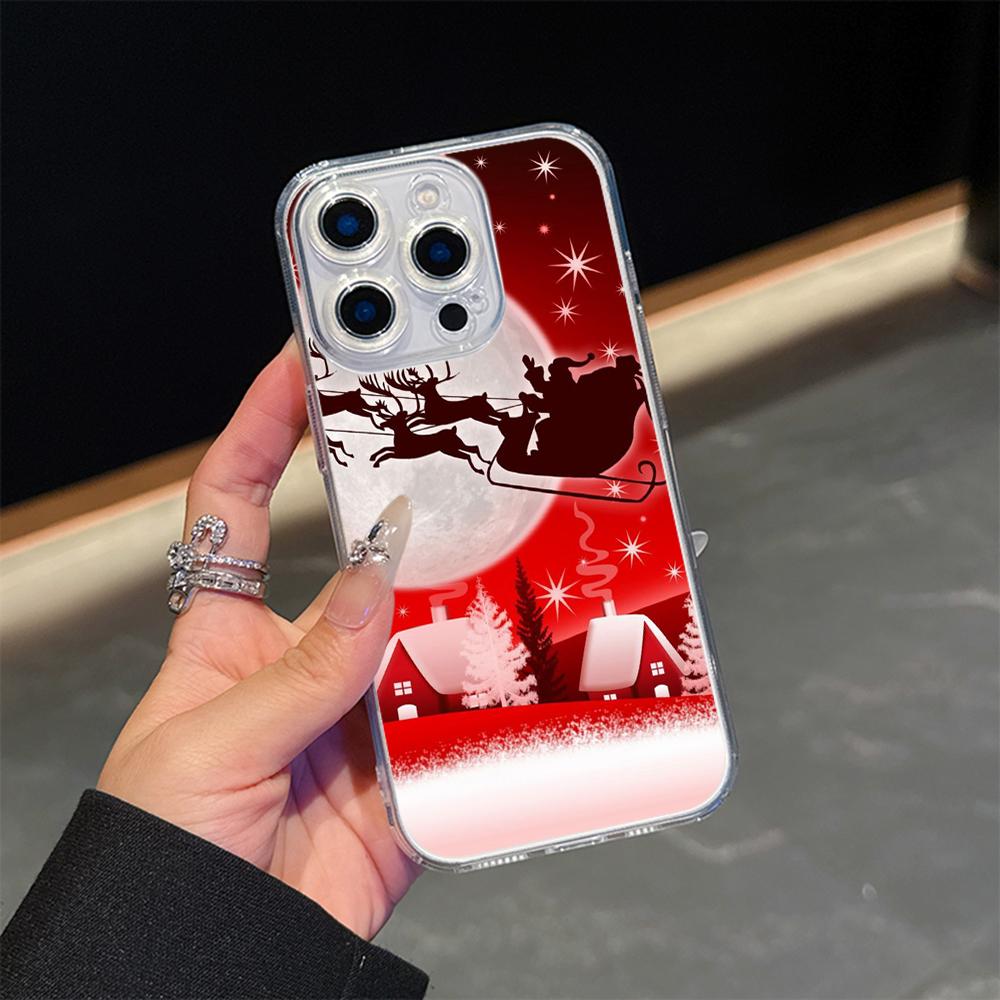 Ae112 Merry Christmas Art Magsafe Transparent Cases for Samsung S23 S24 Ultra S20 S21 FE iPhone 16 13 Pro Max XR Magnetic Wireless Charge Back Cover