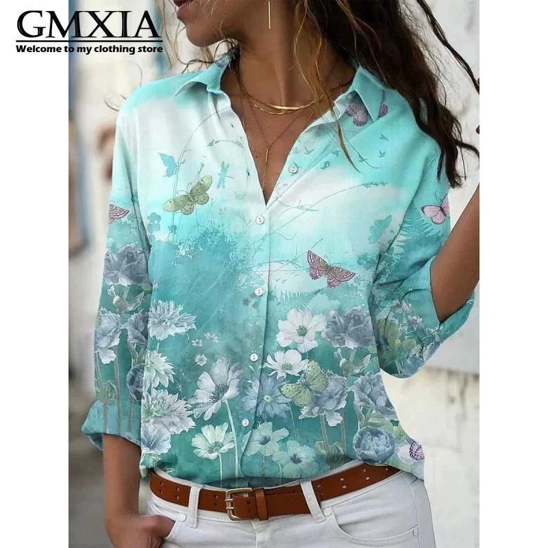 GMXIA 38 Color Women's Fashion Casual Long Sleeve POLO Neck Leisure Blouses & Shirts