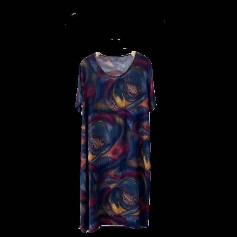 Mother's Cotton Silk Short Sleeve Dress 2024 Summer New Arrival Mid Length Long Length Slim Looking Loose Large-Sized Skirt Can Be Outwear