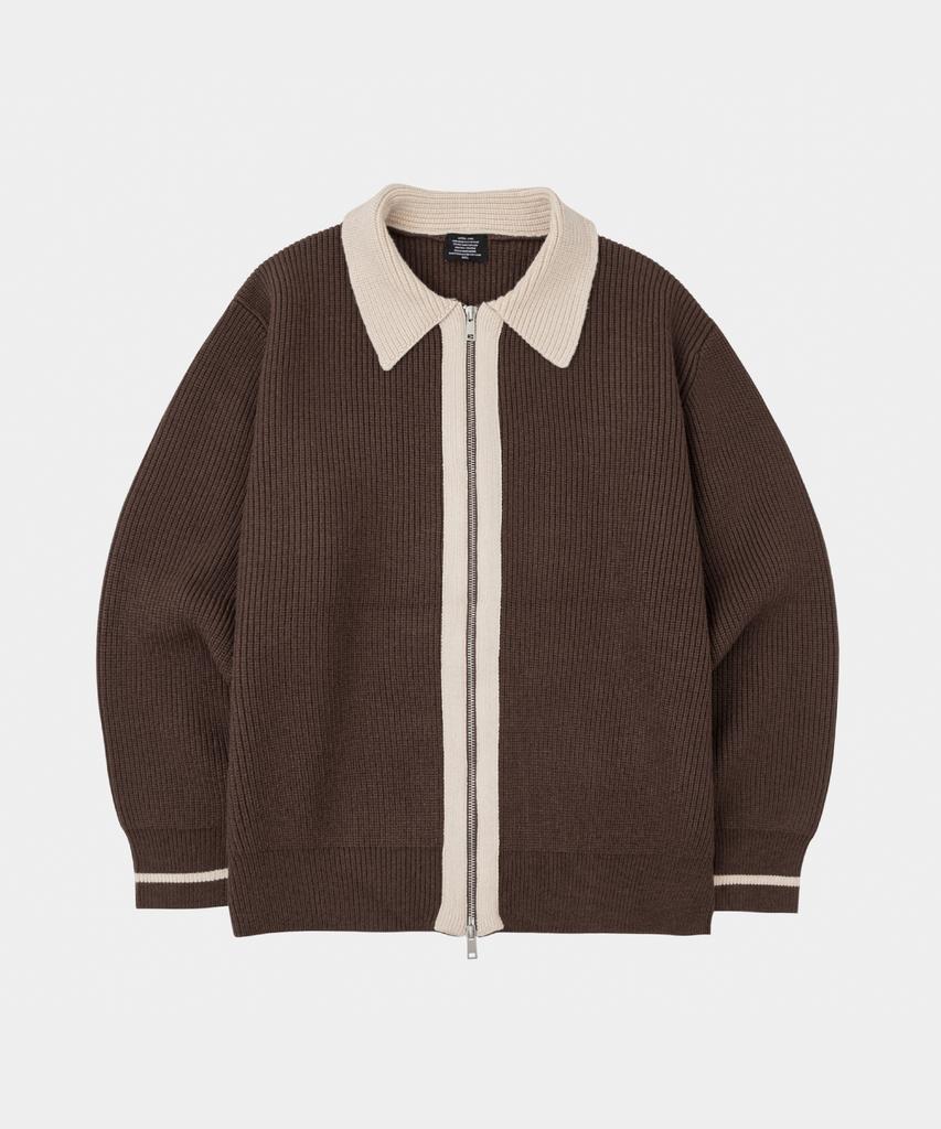LETTERCOMO Teddy Blossom Essential Knit Zip-Up Brown