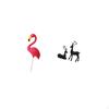 Flamingo Fairy Garden Sculpture And Black Reindeer Resin Figurine Set for Holiday Yard Room Balcony