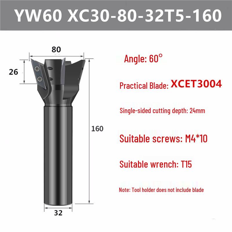Long-Edge Dovetail Cutter Holder for XCET3004 Milling: 55°, 60°, 75° V-Groove & Disc Bottom Cleaning