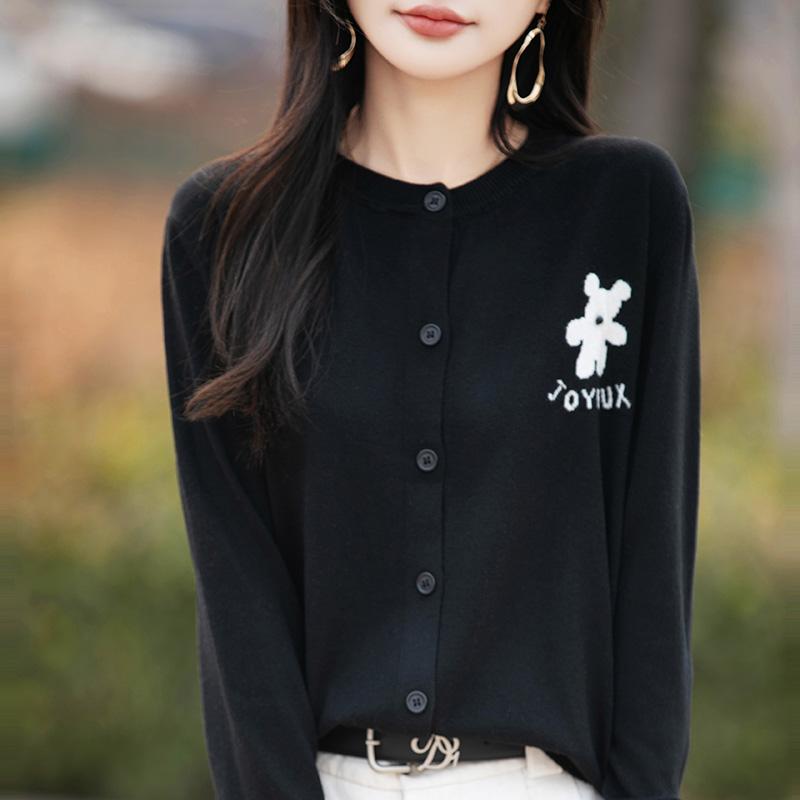 Cardigan feminino leve 50% lã e 50% seda amoreira - Tricô versátil para 4 estações, conforto e estilo o ano todo