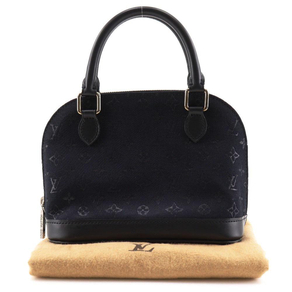 Louis Vuitton Little Alma Handbag M92146 Black Monogram Satin Women Used