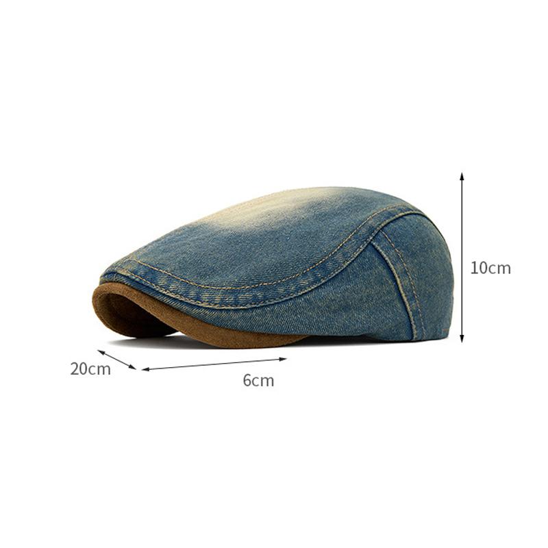 British Retro Denim Forward Hat Women Paintess Hat Anti-Wearing Beret Men Peaked Cap