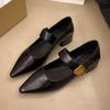 Women's Retro Brown Leather Mary Jane Loafers - Pointed Toe Soft Sole (2025)
