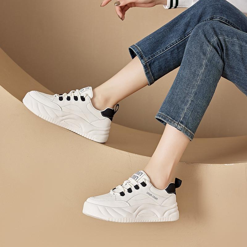 Spring new leather little white shoes women's thick-soled versatile soft-soled casual shoes muffin thick-soled small-size casual shoes
