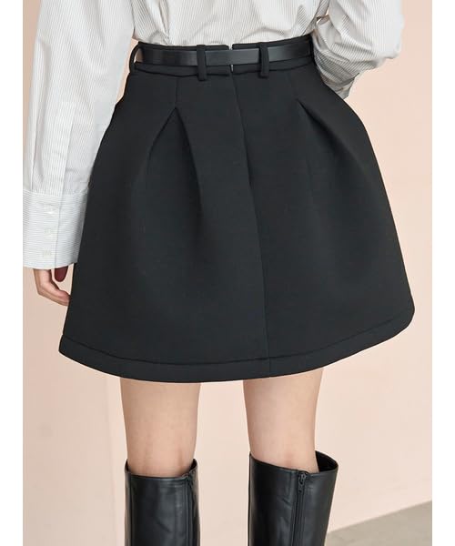 Snidel Belted Structured Mini Skirt Black Women's SWFS251102,