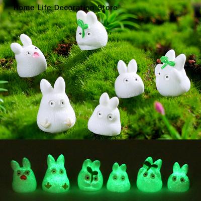 1pcs Kawaii Luminous Animals Car Ornaments for Jewelry Making Findings Resin Fat Rabbit Doll Flatback Diy Garden Home Decor