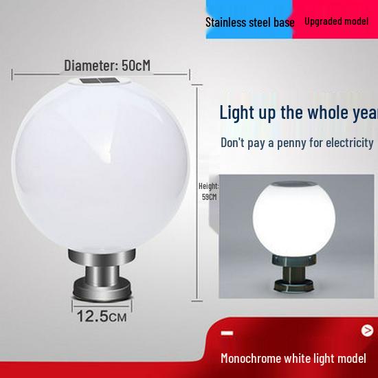 LED Waterproof Outdoor Post Light with Acrylic Spherical Shade