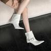 2025 Autumn New Belt Buckle Pointed Head Thin Heel High Heel Temperament French Fashion Sexy Beautiful Women Short Boots
