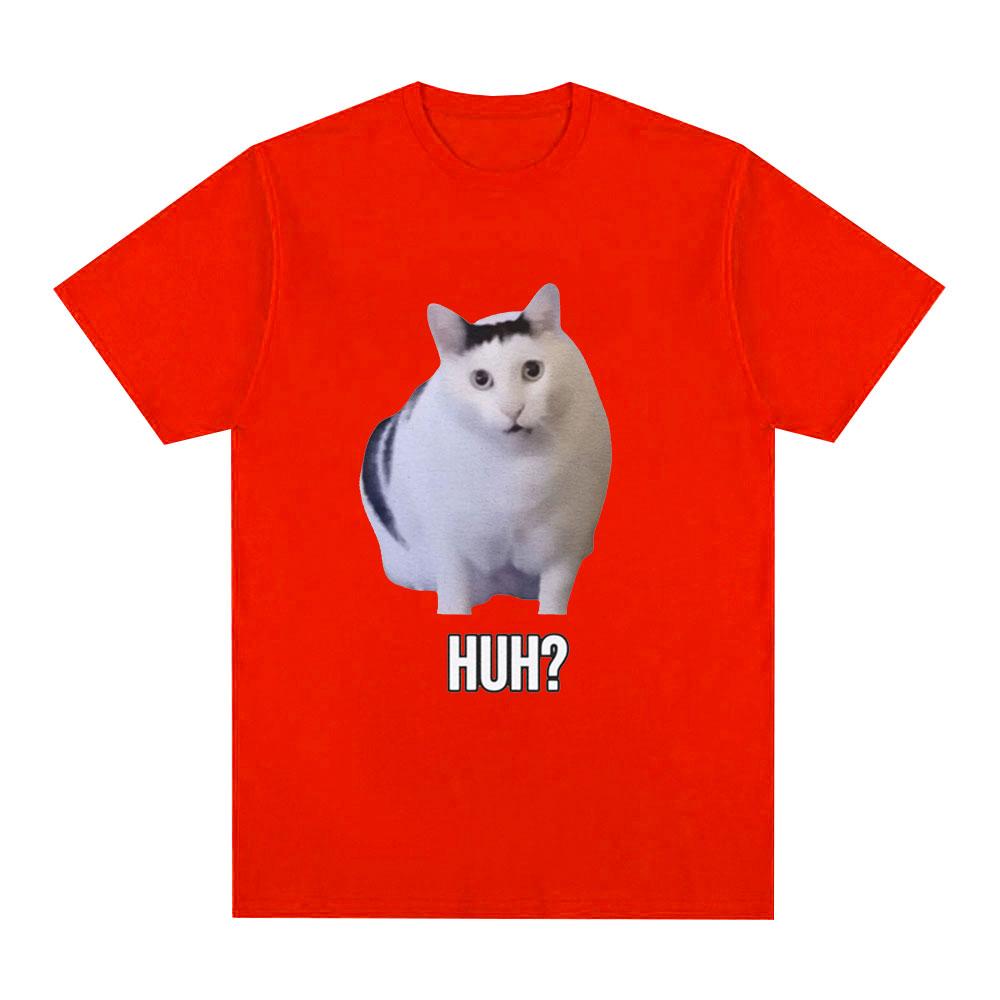 Cat Saying Huh Funny Meme TShirt Unisex Unisex 100 Cotton Breathable Short Sleeve Oversized T Shirts Fashion Harajuku Tee Shirt