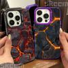 Creative Volcanic Magma Electroplate Silver IMD Case For iPhone 16 15 14 Pro Max Plus 11 12 13 Pro 7 8 Plus X XS XR Hard Cover