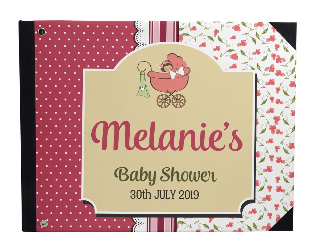 Darling Souvenir Blue Seamless Heart & Baby Objects Personalized Printed Baby Shower  Guest  Book  Scrapbook-7 x 9