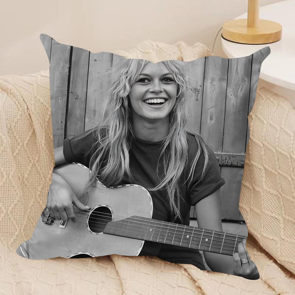 French Star B-Brigitt-e B-Bardot Cushion Cover Soft Plush Fabric Double-Sided Printed Cushion Covers for All Seasons Home Decor