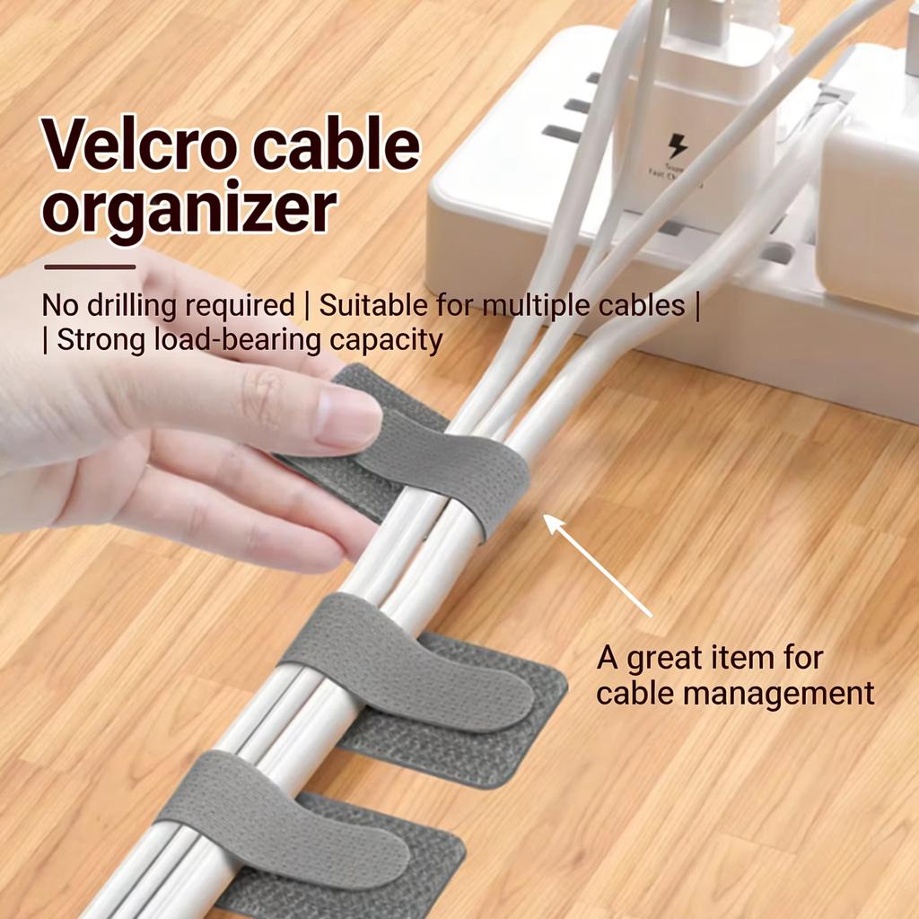 Self Adhesive Reusable Fasten Wire Cable Organizer Hook&Loop Ties Adjustable Cord Straps For Home Office Desk Cable Management