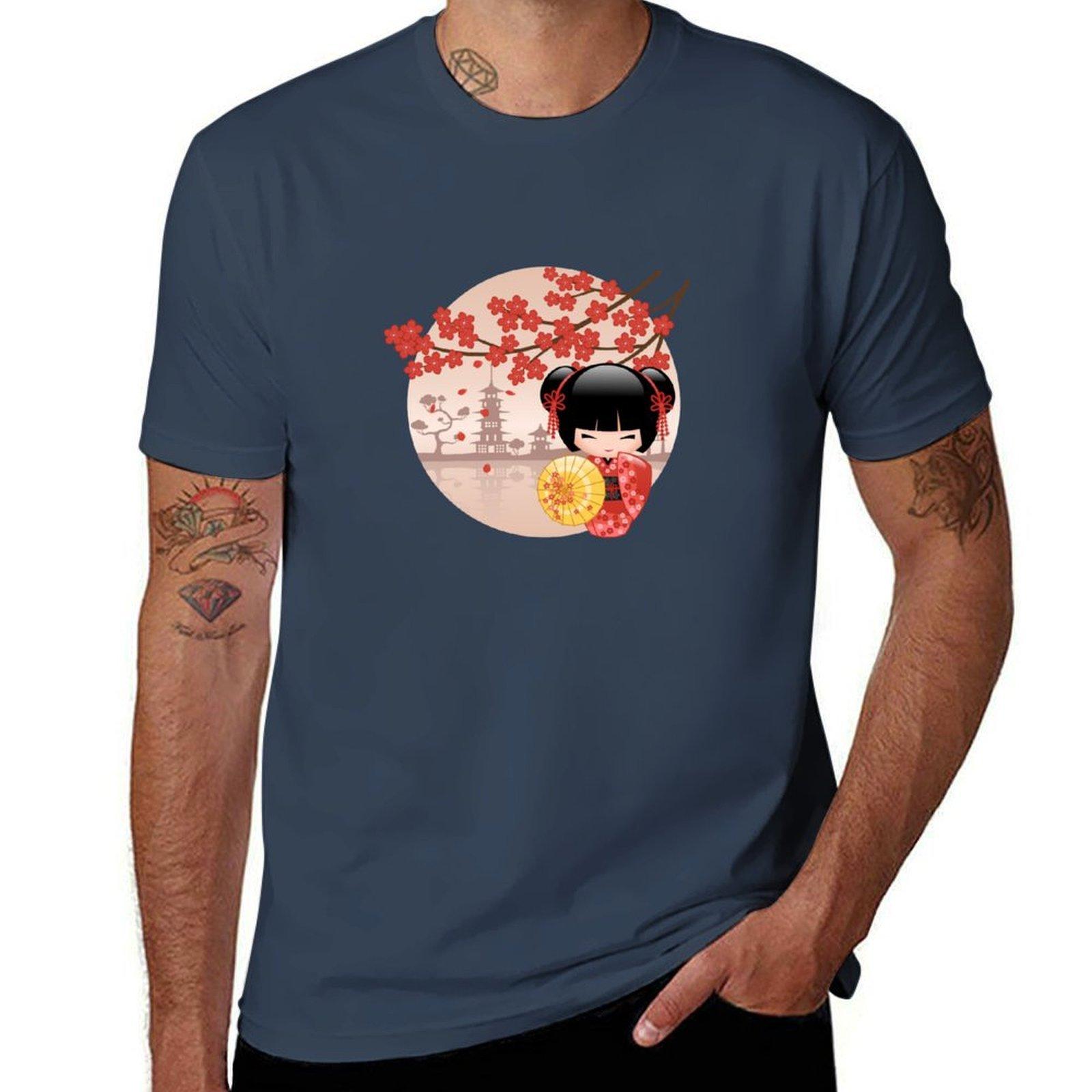 Japanese Red Sakura Kokeshi Doll V2 TShirt Sun Protective Outdoor Tee Top S