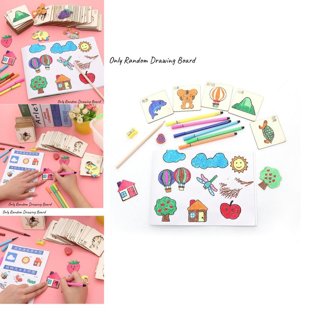 Montessori Holz Zeichenschablonen Set Für Kinder 20 Bunte Vorlagen Für Kreatives DIY Malen Und Lernspiele Chars)