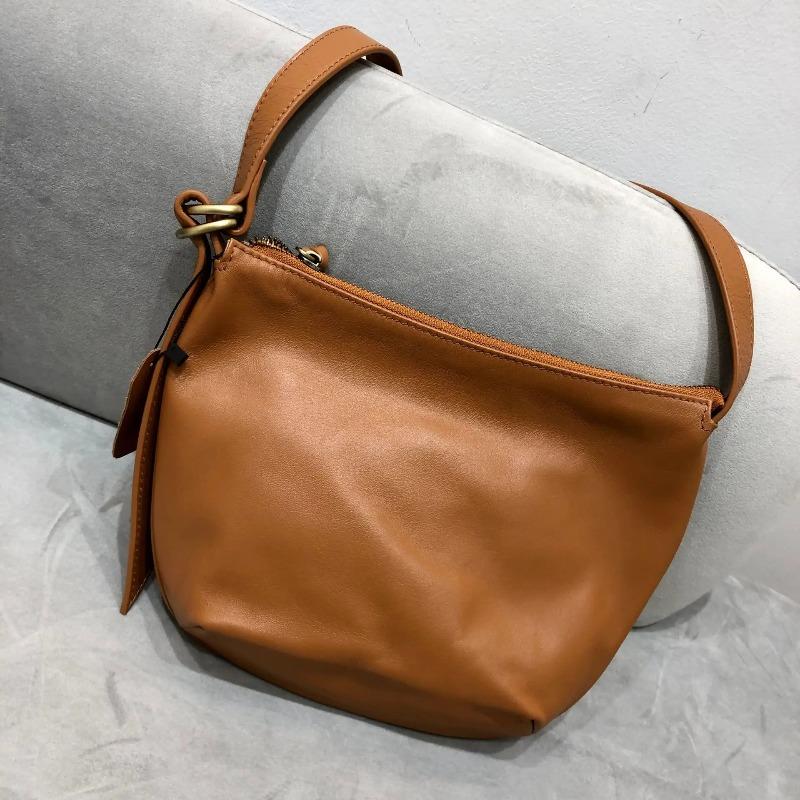 Handcrafted Soft Cowhide Crossbody Bag - Women's Lightweight Street Hobo, Genuine Leather Casual Shoulder Bag with Urban Edge