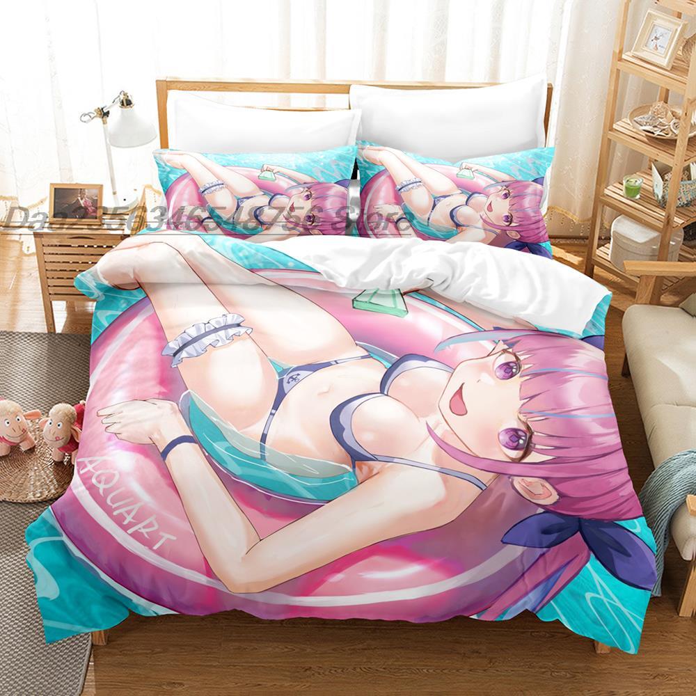 3D Print Anime Kawaii Girls Minato Aqua Bedding Set Single Twin Full Queen King Size Bed Set Adult Kid Bedroom Duvet cover Sets
