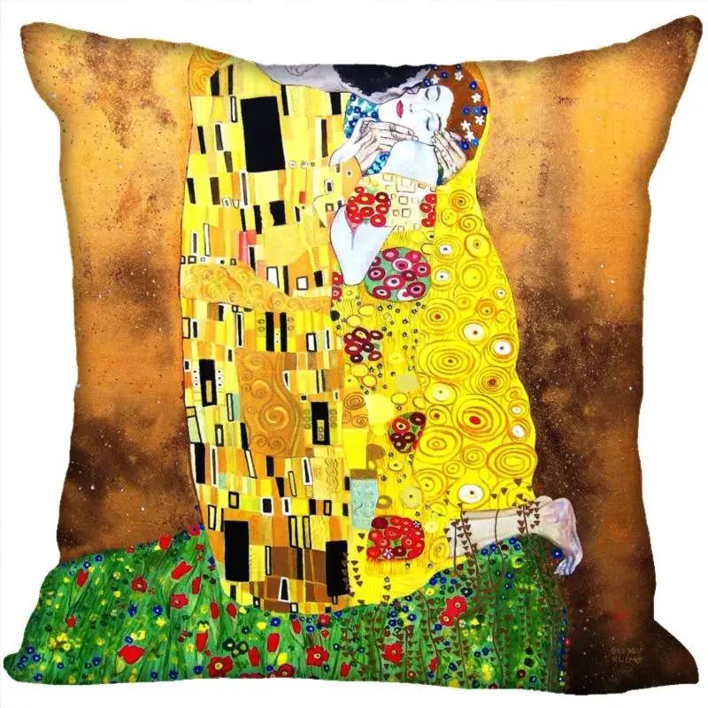 Benutzerdefinierte Kunstmuster Kissenbezüge Gustav Klimt Quadratischer Kissenbezug Weihnachten Reißverschluss-Kissenbezug 45*45cm(Eine Seite)