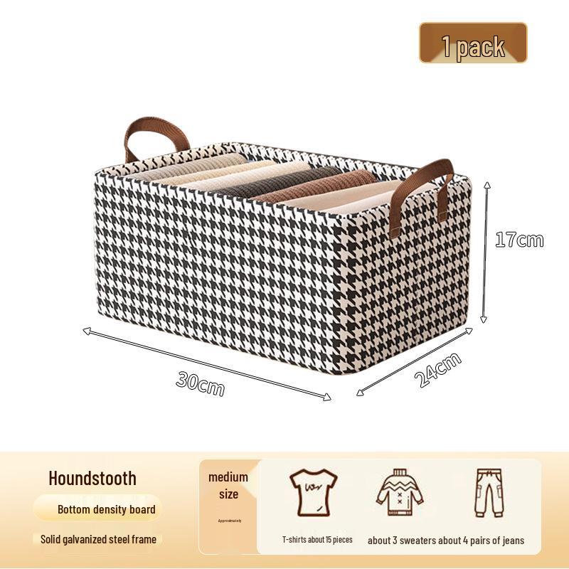 Houndstooth Foldable Pants Storage Box with Steel Frame
